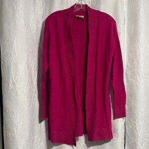 LOFT Fuchsia Open Front Cardigan